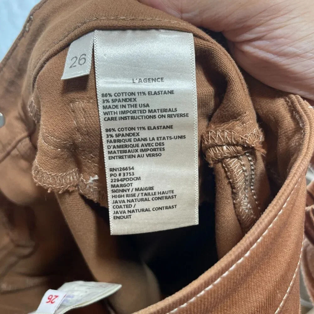 L’agence Margot High Rise Skinny In Java Natural Contrast Coated Size 26 Brown - Picture 7 of 9